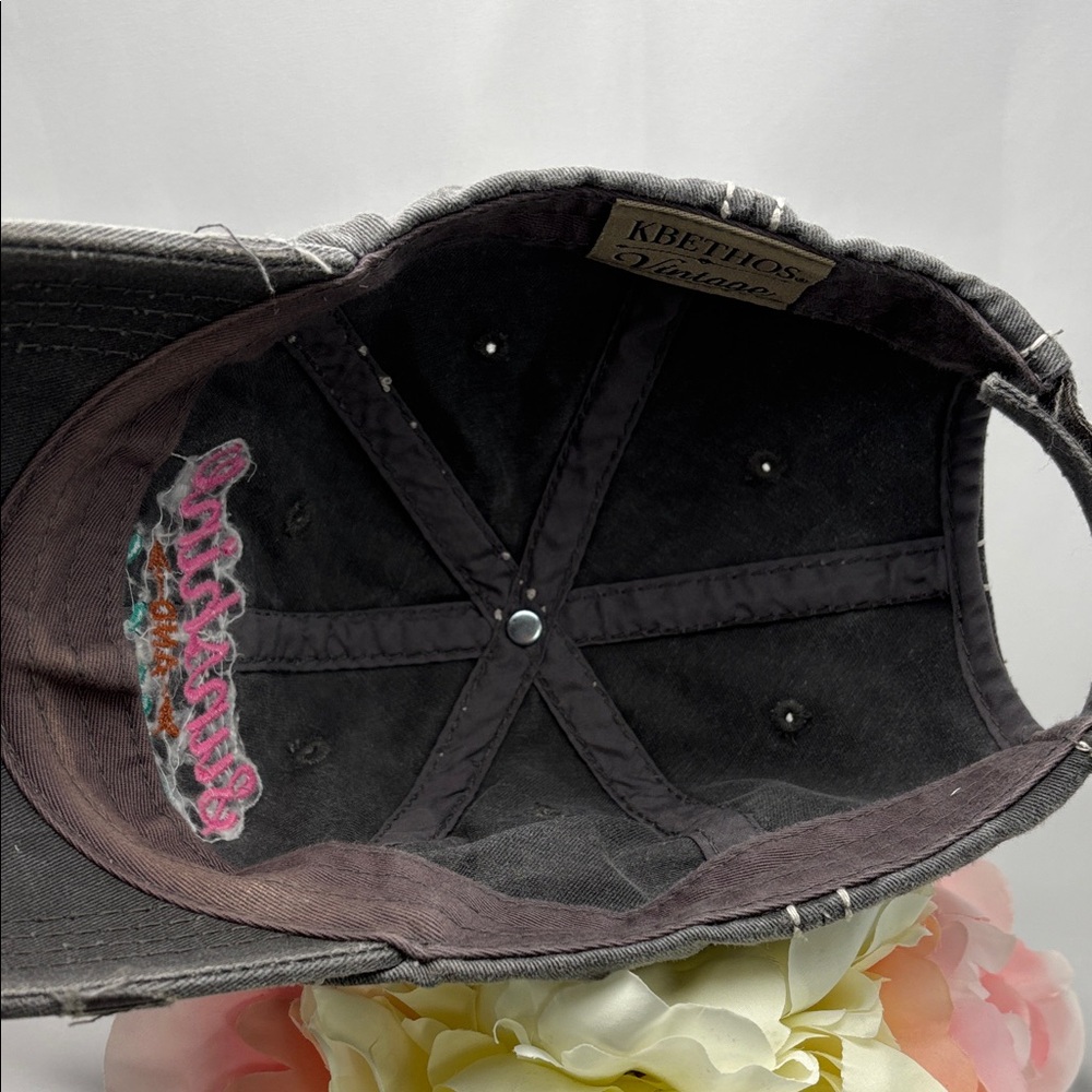 Distressed Black Cap with Embroidered Patch - Picture 7 of 9